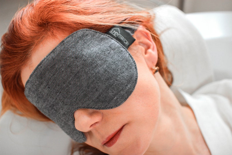 Linen Sleep mask Salt & Pepper , travellers sleeping mask, eye mask image 1