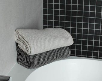 Waffle pattern  linen shower towel, Washed waffle towel, Linen shower towel, organic towel, organic towel, raw linen towel, Linenterritory