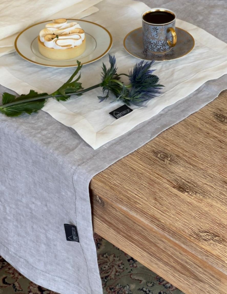 Washed Linen Table Runner Washed Linen Tablecloth Gray Linen Etsy UK