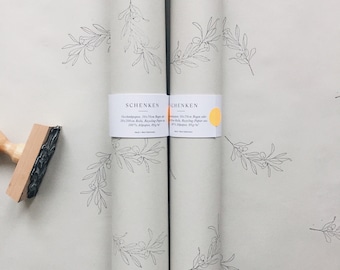 Gift wrapping paper olive branches | botanical, floral, environmentally friendly, 100% recycled paper