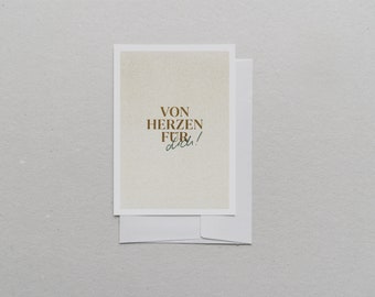 Gift card A6, From the heart for you | environmentally friendly, vegan risography print, with envelope