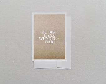 Postcard A6, You are wonderful, gold | environmentally friendly, risography, with envelope