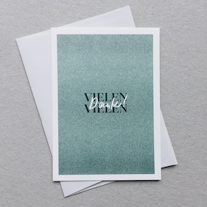 A6 Karte, "Vielen, vielen Dank" mit Umschlag | umweltfreundlich, Risography, eco-friendly, vegan, plant-based ink