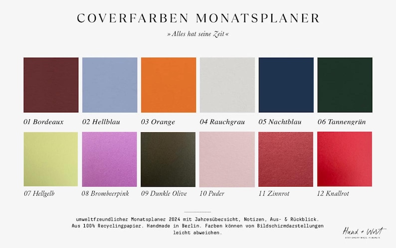 Monatsplaner 2026 — umweltfreundlich, A5, Cover 300g Bild 10