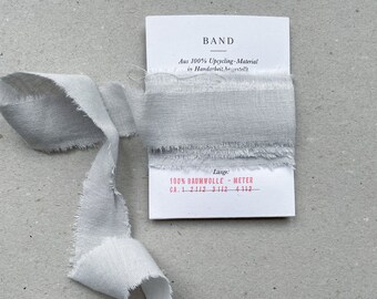 Linen gift ribbon 2 m grey | torn edge, environmentally friendly