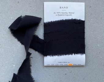 Gift ribbon 1 m x 3 cm black | torn edge, environmentally friendly