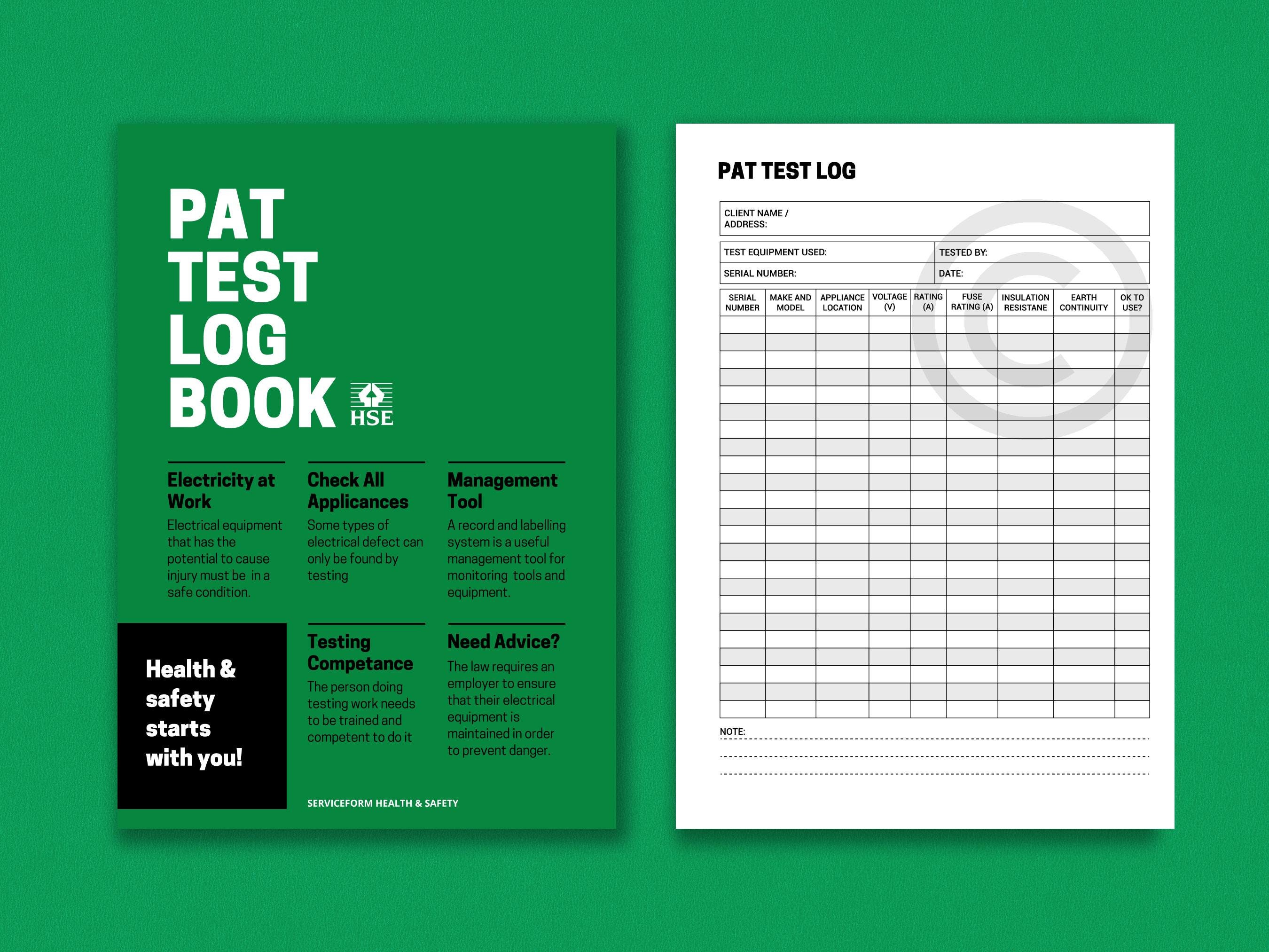 A PAT Test Logbook. PAT Testing of Electrical Equipment: | Etsy