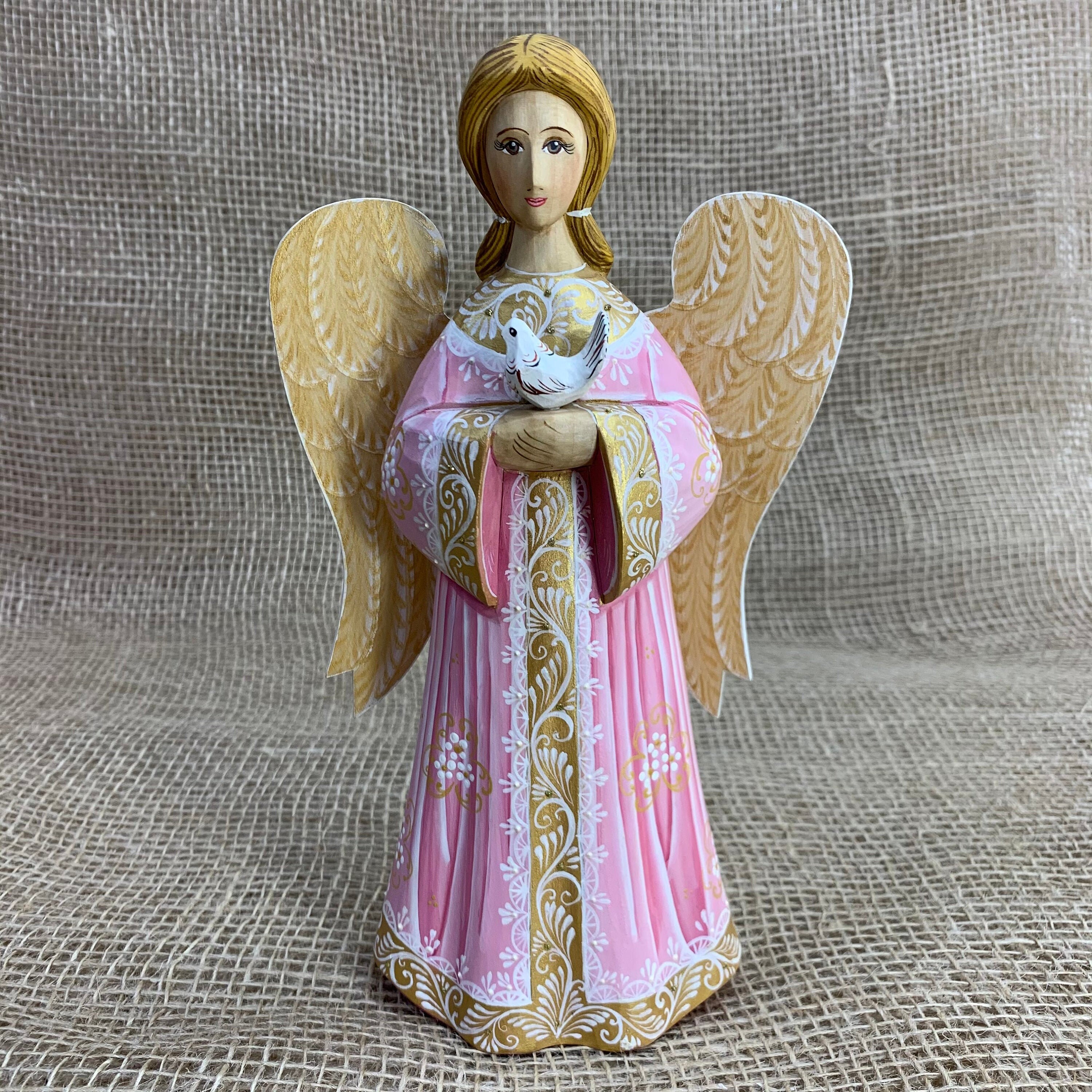 Wooden Figurine Angel 4,72 Tall Author's Handwork Statuette Carved and Painted by Russian Artists from Sergiev Posad.Home Decor A Keepsake Gift.Handmade in Russia. Wooden Figurine Angel 4,72 Tall Author's Handwork Statuette Carved and Painted by Russian Artists from Sergiev Posad.Home Decor A Keepsake Gift.Handmade in Russia.
