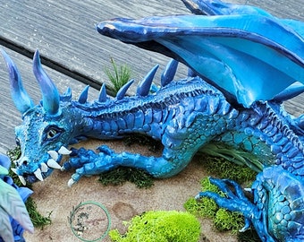 Ooak hecho a pedido: escultura de dragón de arcilla personalizada Grande