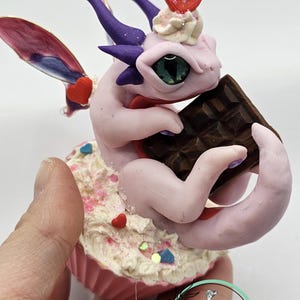 Cute baby dragon figurine, pink fairy