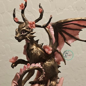 Made to Order: Flower, Dragon Figurines, Clay sculpture, cute dragon, unique gift