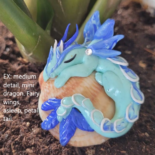 OOAK Custom made to order: Polymer clay dragon pet, Mini and Small