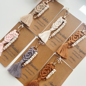 Macrame Keychain, Bachelorette Party Gifts For Bridesmaids, Maid of Honor Gift, Junior Bridesmaid Gift, Tie The Knot