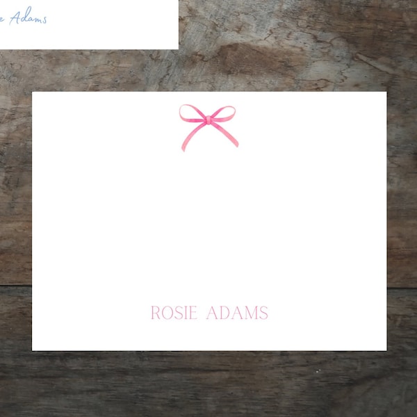 Personalized bow notecards - 6 Designs | Stationery | Blank Cards | Envelopes included | 2024 | qty. 10, 20, 30, 40, 50