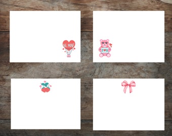 Valentine's Day note cards - 8 Designs | Stationery | Blank Cards | Envelopes included | 2024 | qty. 10, 20, 30, 40, 50