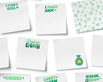 St. Patrick's Post-its - BOGO 50% off | 8 designs | Sticky notes | Shamrock Stationery | Lunchbox notes | 2024 | qty. 50