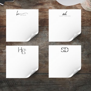 Monogram Post-it notes BOGO 50% off Sticky notes Personalized Stationery Lunchbox notes qty. 50 per pad image 2
