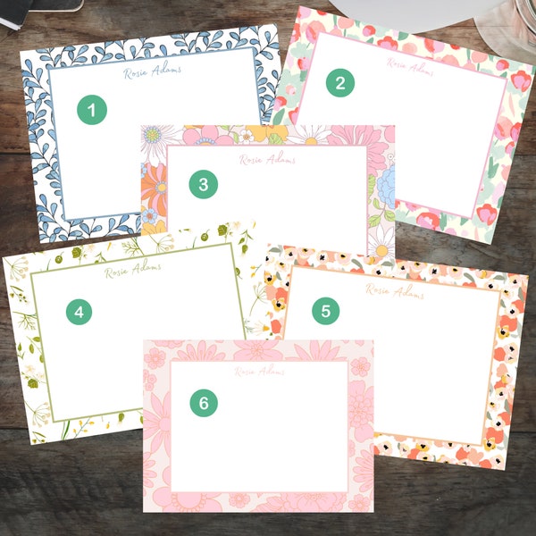Personalized floral notecards - 18 Designs! | Stationery | Blank Cards | Envelopes included | 2024 | qty. 10, 20, 30, 40, 50