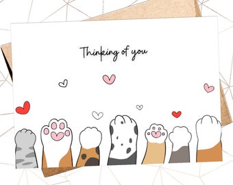 Pet Sympathy Card - Pet Loss, Cat Loss, CAT Paw Sympathy Card DIGITAL Download