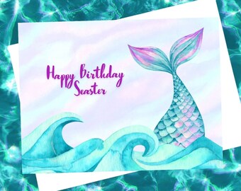MERMAID Birthday Card - Happy Birthday Seaster