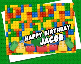 Personalized LEGO Inspired Birthday Card