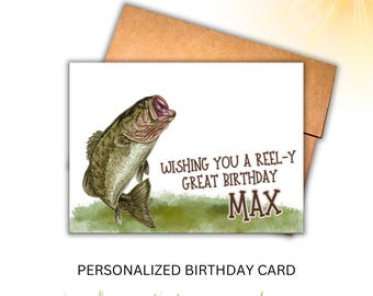Personalized FISHING Themed Birthday Card