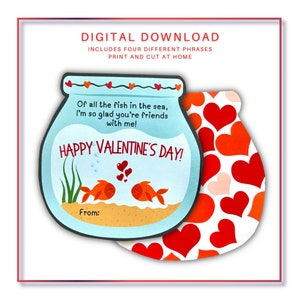 GOLDFISH Valentine Digital Download - Printable Goldfish Valentine