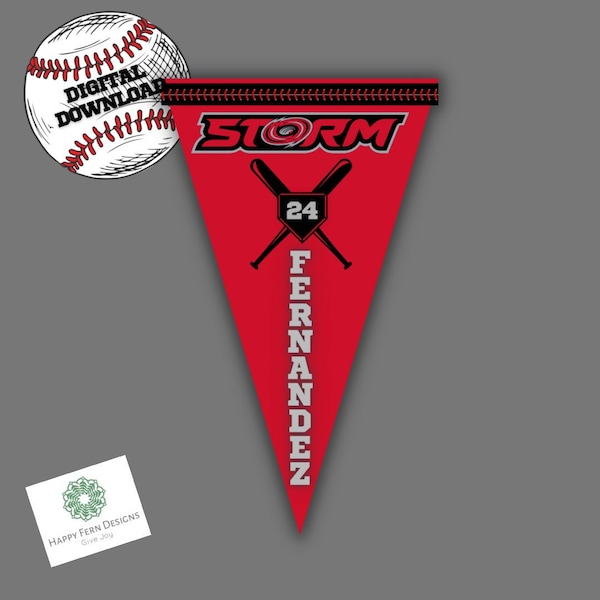 Gepersonaliseerde honkbalwimpel SINGLE PLAYER - Honkbaltoernooibord - Softbaltoernooibord
