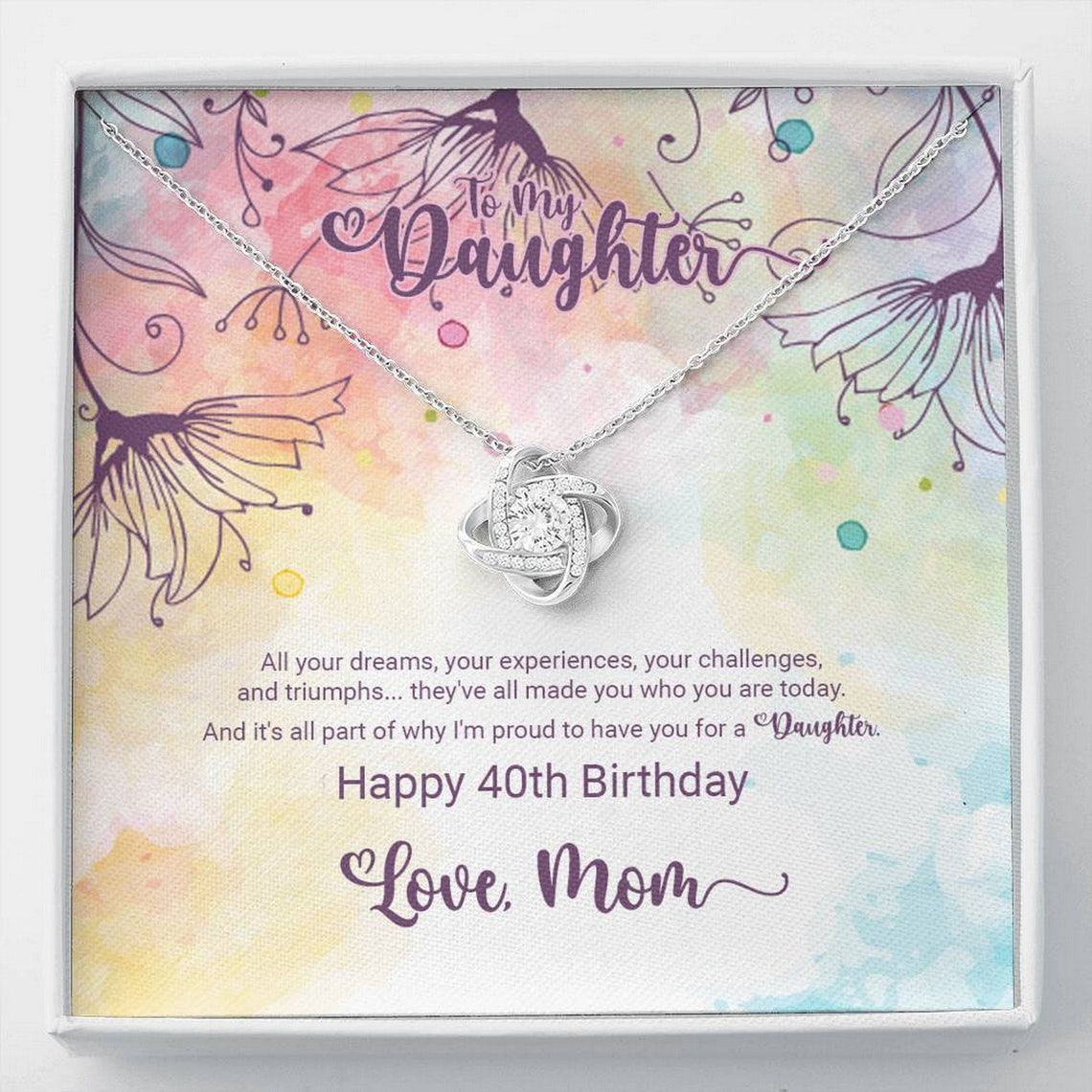 Daughter's 40th Birthday Necklace Gift With Message Card Etsy