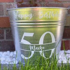 Zinc bucket personalized, wedding anniversary, Mother's Day, birthday image 1