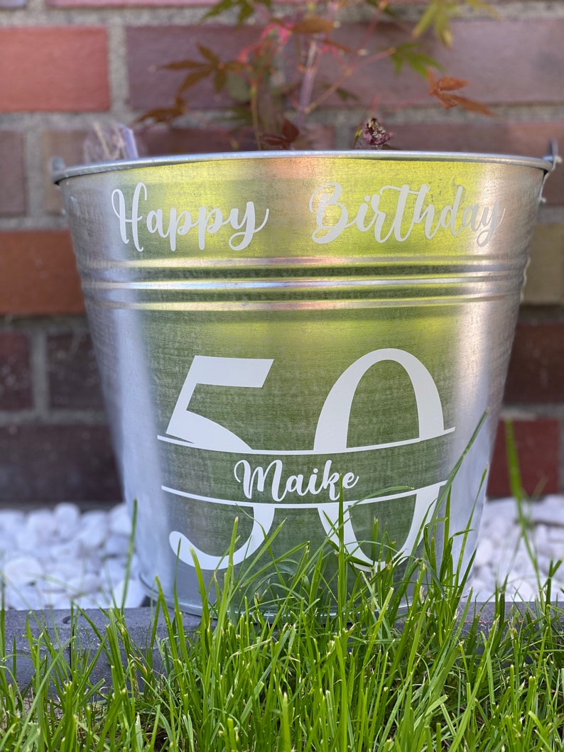 Zinc bucket personalized, wedding anniversary, Mother's Day, birthday image 1