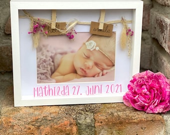 Babybilder Bilderrahmen personalisiert, Geburt Geschenk