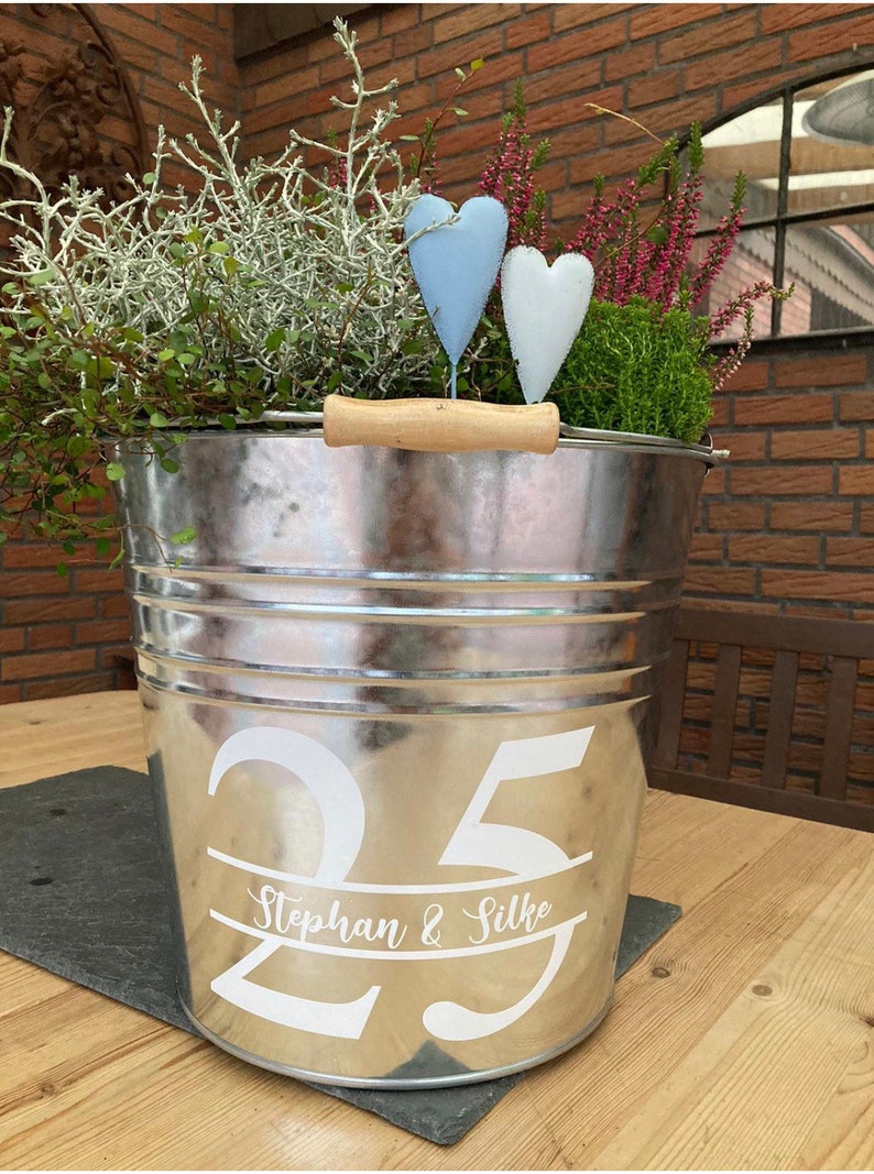 Zinc bucket personalized, wedding anniversary, Mother's Day, birthday image 2