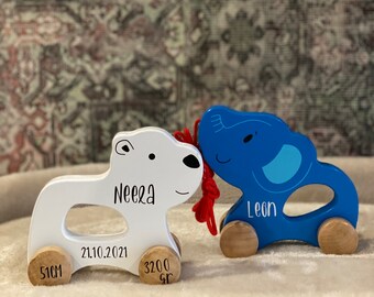 Pull-along toy, personalized baby toy, pull and push