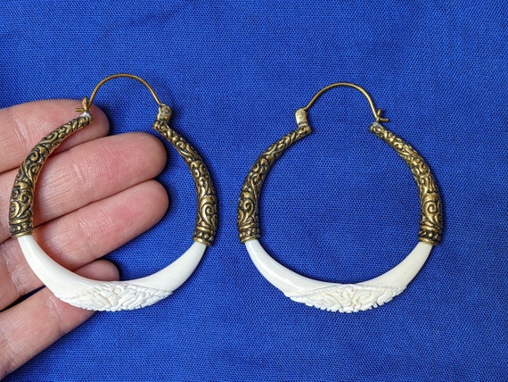 Beautifully Detailed Hand Carved Goddess Bone Gauged Earrings Beautifully Detailed Hand Carved Goddess Bone Gauged Earrings