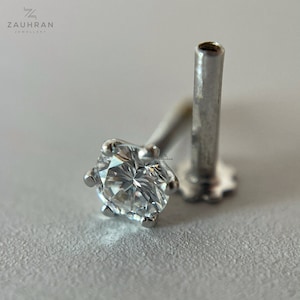18K carat white gold Diamond nose pin or ear studs
