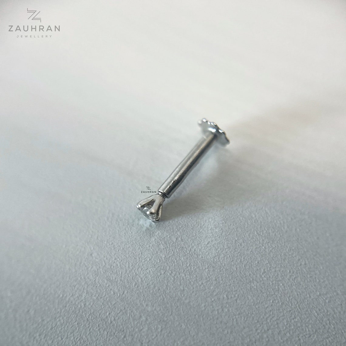 18K Carat White Gold Diamond Nose Pin or Ear Studs Etsy