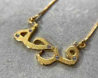 22K carat solid gold personalised name necklace with CZ diamond crystals