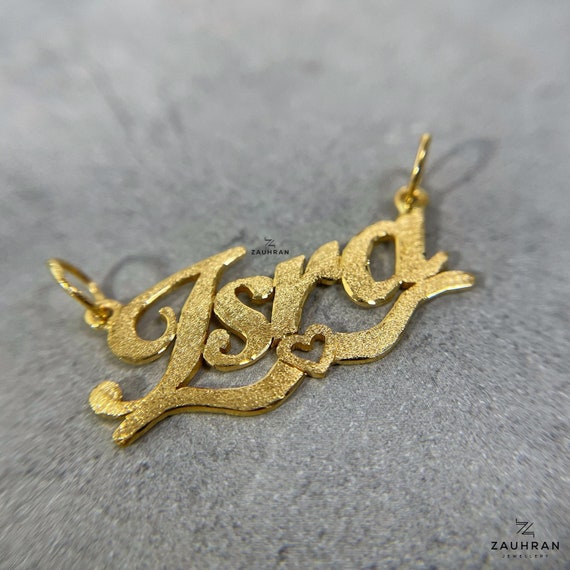 Name Pendant with A Cute Heart in 22K Carat Solid Gold to Fit with Your Own Chain
