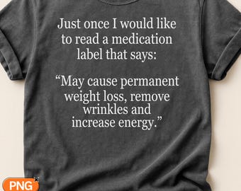 Medication Label Funny Quote SVG PNG, May Cause Permanent Weight Loss, Remove Wrinkles And Increase Energy, Sarcastic Aging Humor, Diet Joke