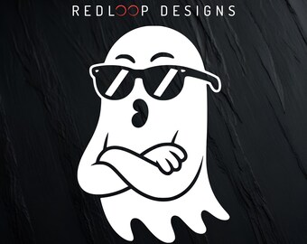 Cool Ghost PNG Tshirt Design | Funny Halloween Shirt, Ghost with Sunglasses | Cute Spooky Cartoon Style for Adults & Teens