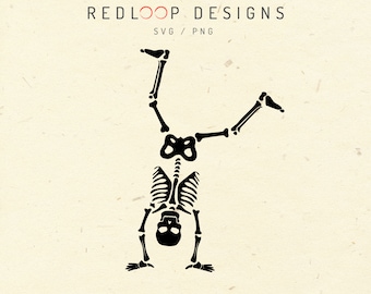 Handstand Halloween Skeleton Svg Files for Cricut, T-shirt Designs, Instant Digital Download