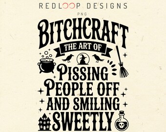 Bitchcraft El arte de enfadar a la gente PNG / Brujas de Halloween divertidas PNG / Caldero de luna gótico espeluznante Poción Cuervos Obra de arte de casa embrujada
