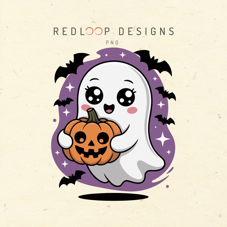 Kawaii Ghost Pumpkin PNG | Cute Pastel Ghost Hugging Pumpkin With Big ...