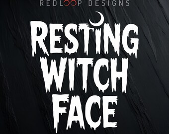 Cara de bruja en reposo PNG / Diseño de terror vintage / Póster de Halloween retro espeluznante, luna creciente, gótico, sarcástico, arte espeluznante