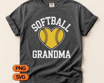 Softball grand-mère SVG PNG, création de Logo coeur softball, grand-mère fan des cliparts, fierté de la famille sport maman Style, soutien de l'équipe