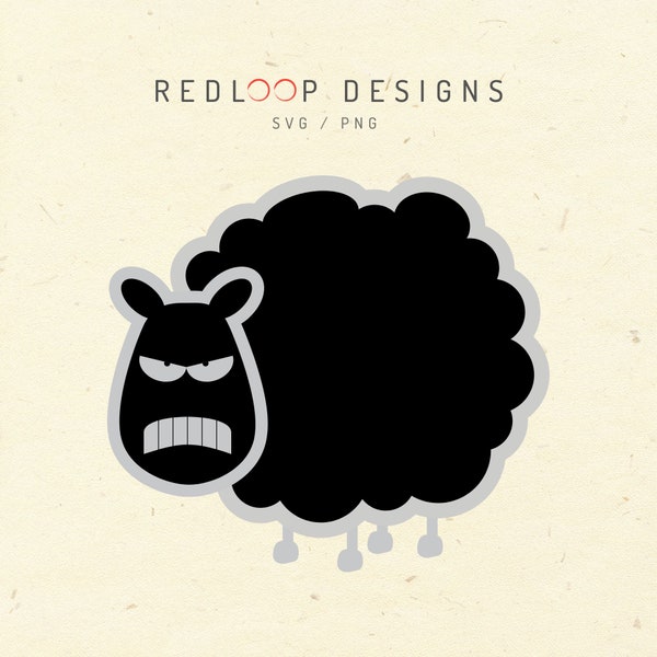 Cartoon Angry black sheep SVG Files for Cricut SVG Files, T-shirt Designs, Instant Digital Download