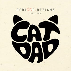Papá gato SVG PNG / Tipografía en forma de cara de gato / Diseño de mascota con silueta de corazón / Gráfico estilo póster atrevido / Arte imprimible de Cricut