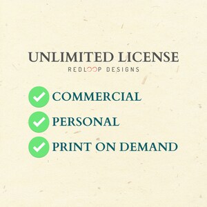 Op de afbeelding: Onbeperkte licentie afbeelding met vinkjes voor commercieel, persoonlijk en print-on-demand gebruik. Redloop Designs.