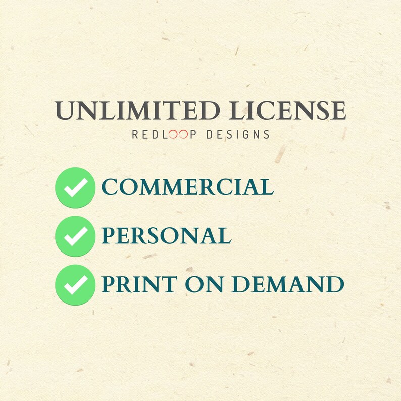 Op de afbeelding: Onbeperkte licentie afbeelding met vinkjes voor commercieel, persoonlijk en print-on-demand gebruik. Redloop Designs.